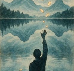a person reaching for leaves in the air